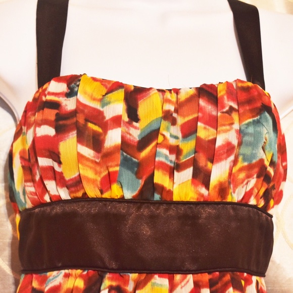 Trixxi Empire Sleeveless Ribbon Chevron Dress - Picture 2 of 8